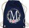Turnbeutel Rucksack - Geschenk mit Initialen Tasche - Anfangsbuchstabe M - Buchstabe M - Unisize - Navy Blau - einem turnsackerl kindergarten buchstaben beutel name stoffrucksack anfangsbuchstaben