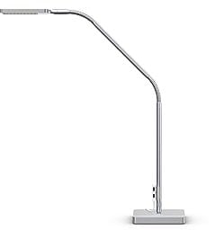 moll L7 LED Schreibtischlampe | flimmerfrei & stufenlos dimmbar | mit Nachtlichtfunktion & USB Ladestation für Handy etc. | ideal fürs Homeoffice & Büro | bewegliche Schwanenhälse | elegantes Design