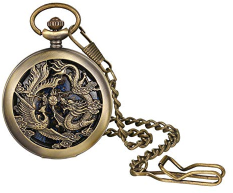 Lancardo Taschenuhr Unisex Automatisch Mechanisch Uhrwerk mit Halskette Vintage Style Automatikuhr Geburtstagsgeschenk