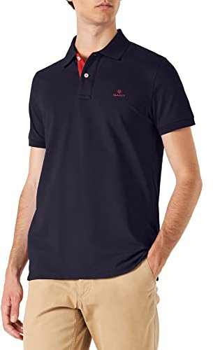 GANT Herren CONTRAST COLLAR PIQUE SS RUGGER Poloshirt, Blau (Evening Blue 433), XX-Large