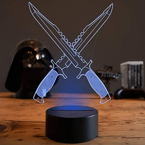 HPBN8 Ltd Kreative 3D Sabre Messer Nacht Licht Lampe USB Power 7 Farben Amazing Optical Illusion 3D LED Lampe Formen Kinder Schlafzimmer Geburtstag Weihnachten Geschenke