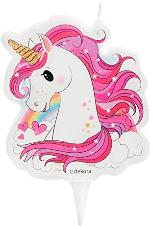 Dekora - Kerzen Deko Geburtstagskerze | 2D Einhorn Geburtstagskerzen für Kinder Kuchen - 7.5 cm