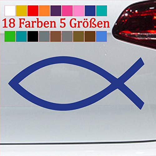 Taufe Fisch Aufkleber Firmung Sticker Ichthy Auto Sticker Kirche Jesus 49-Blau 10x4cm