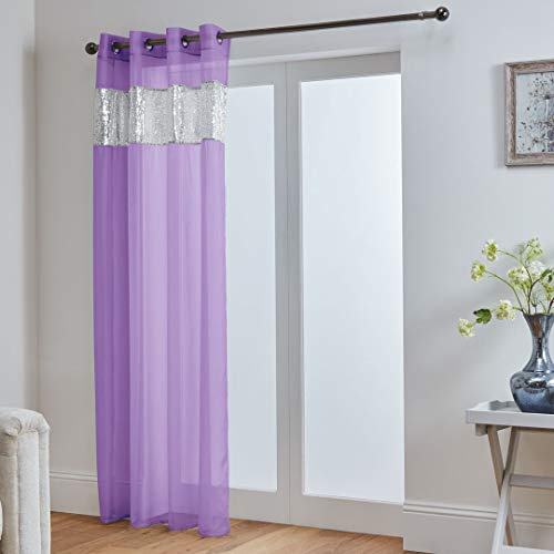 John Aird Sparkle Sequin Eyelet Voile Panel (Lilac, 58 Wide x 90 Drop)