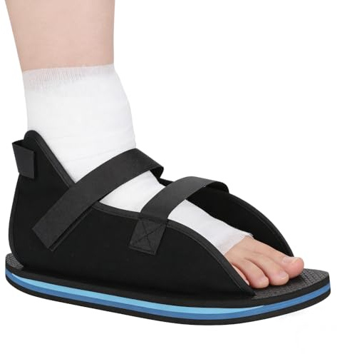 Chaussure de Plâtre Post-opératoire Chausson Ouverture Large orthopédique chirurgicale pour Fracture de Pied Chaussure de rééducation Antidérapant pour la Pied Gauche ou Droite, Noir, Large