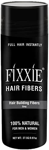 FIXXIE Hair Fibres GREY for Thinning Hair 27.5g Bottle, Hair Fibre Concealer for Hair Loss for Men and Women, Naturally Thicker Looking Hair with Keratin Hair Fibers.