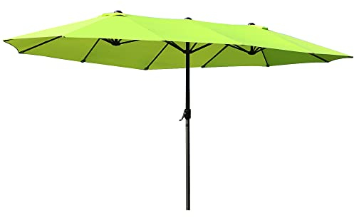 Outsunny sombrilla doble 455 x 270 cm sombrilla de jardín con manivela mástil metálico estable ovalada sombrilla de mercado sombrilla doble sombrilla de patio protección solar para playa balcón