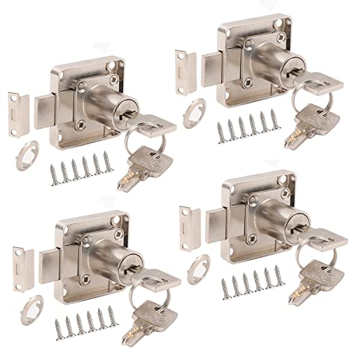 Serrure de Tiroir de Bureau, acier inoxydable Serrure de Meuble à Cylindre Utilisation pour Fermer des Placards, Tiroir, Armoire ect, Épais et Durable, clé en cuivre pur