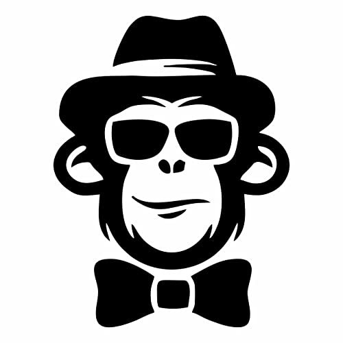 AMA SHOP Aufkleber Affe mit Hut Modell 2 Farbe Schwarz aus PVC für Glas-Aufkleber Wand Auto Motorrad Wohnmobil Boot