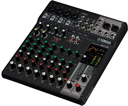 Yamaha MG10X CV Consola de mezcla analógica, mezclador estéreo de 10 canales con preamplificadores D, 24 programas de efectos y compresores de 1 perilla