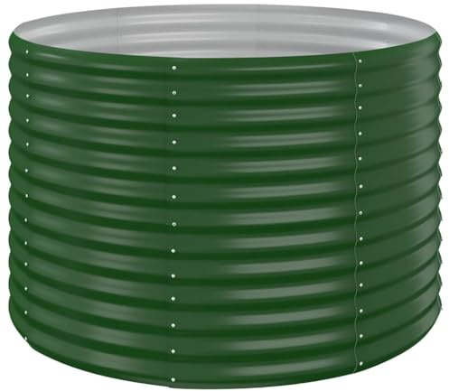 vidaXL Garden Raised Bed Flower Stand Pot Plant Tray Balcony Flower Box Plant Pot Stand Patio Planter Box Galvanised Steel 100x100x68 cm Green