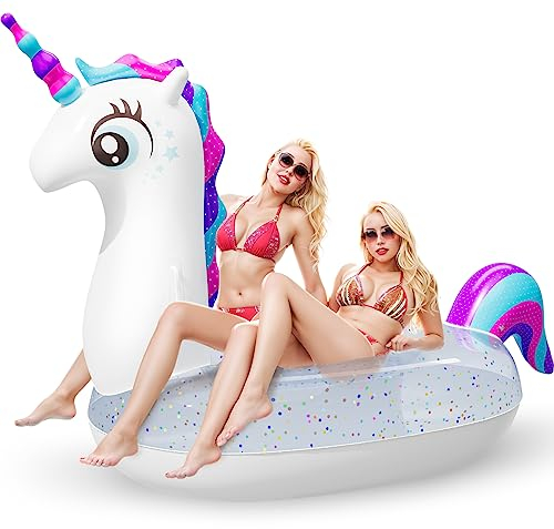 Subtail Unicornio Colchoneta Inflables de Piscina - Flotadores Hinchables para Adultos (240*140*120CM)
