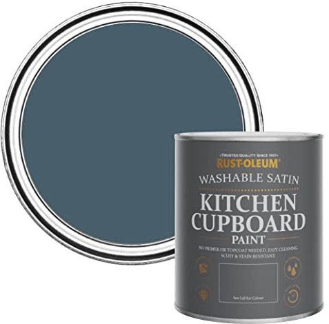 Rust-Oleum Blue Scrubbable Kitchen Cupboard Paint in Satin Finish - Blueprint 750ml