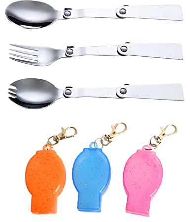 Fourchettes et Cuillères Pliantes, 3pcs Cuillère en Acier Inoxydable Pliable, Ensemble de Couverts Pliable, Couverts Pliants, Très Adapté Pour Les Voyages De Pique-Nique En Plein Air