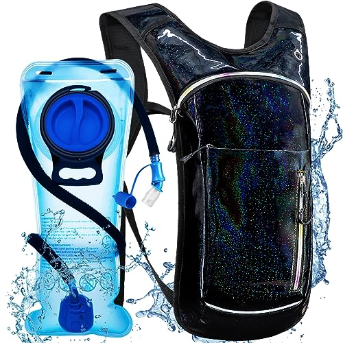 Cofurni Trinkrucksack mit 2L Wasserblase, Festivals Isolierter Wasserpack, Rave Trinkrucksack Rucksack für Männer und Frauen, geeignet für Musikfestivals, Raves, Wandern, Laufen, Outdoor