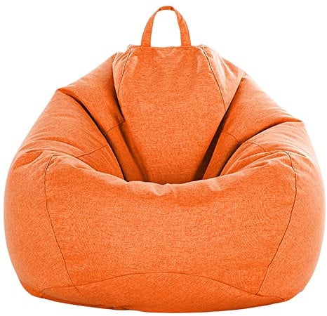 FANSU Copertura per Poltrona a Sacco, Senza Riempimento, Con Zip, Pouf per Adulti e Bambini (90x110cm, Arancione)