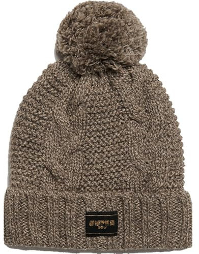 Superdry Damen Strickmütze mit Zopfmuster Nerzbraun Gesprenkelt 1SIZE