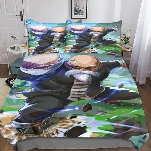 BARDYS AI Dragonball Bettwäsche Bettbezug,Animation Cartoon Goku Bettwäsche Set, Bettbezüge Mit Reißverschluss Und Bettdeckenbezug Kissenbezüge Double(200x200cm)