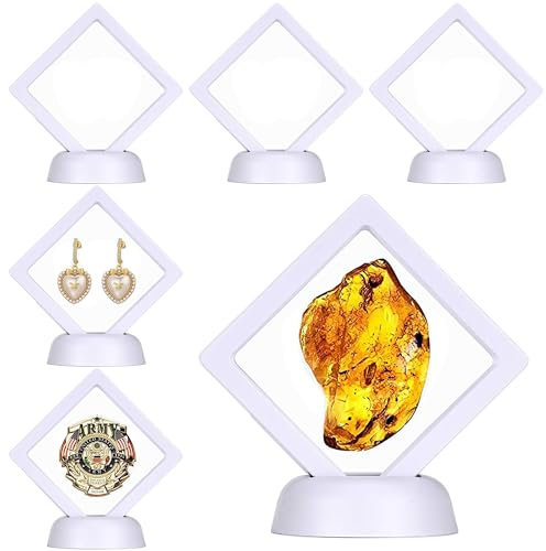 HAOBIN 6 StüCk Halter Floating Frame Display Holder MüNz Display Box Schweberahmen Displayrahmen MüNzrahmen MüNzenstäNder PräSentationsstäNder Mit Basis FüR Display Ring AnhäNger Armband Schmuck