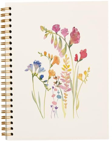 JWVK Vintage Wild Flower Botanical Plant Notebook,Rustic Spring Floral Cottagecore Notebook Journal for Work Office School Student Teacher,Hardcover Spiral Notebook 5.5x8.3