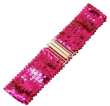Pailletten Gürtel für Damen - Vintage Glitzer Taillengürtel Mit Paillettenbesatz, Elastisch, Dehnbar, Metallic - Persönlichkeit Mode Schnalle Stil für Kleider