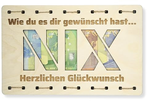 ZUKLA Verpackung für Geldgeschenke XL 20 x 15 cm - Nix Geschenk - Geldgeschenk Verpackung Holz - Eine Originelle Idee, Geld zu Verschenken - Geschenkgutschein - Handmade