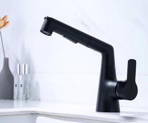 Schwarze Farbe Qualität Messing Waschbecken Wasserhahn Doppelfunktionen Bad Wasserhahn Warm & Kalt mit Bidet Sprayer Mixer Wasserhahn BL797 (Color : Noir)