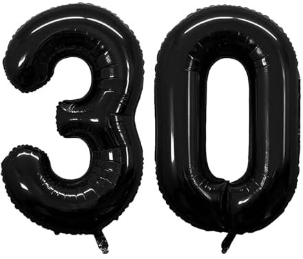 Geburtstag zahlen Luftballon 30 jahre-Schwarz XXL Jumbo Folienballon 40 Zoll – 101 cm Luftballons 30 Geburtstag Junge Mädchen Babyparty Geburtstagsdeko Jubiläumsparty Dekoration