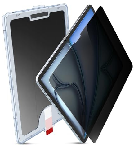 MOBDIK Protector Pantalla para iPad Air 11 Pulgadas M4 2026/M3 2025/M2 2024 | Horizontal Antiespía de 28°, 9H Vidrio Templado Antiespía, Marco de instalación EZ Kit, Resistente Arañazos, 1 Unidad