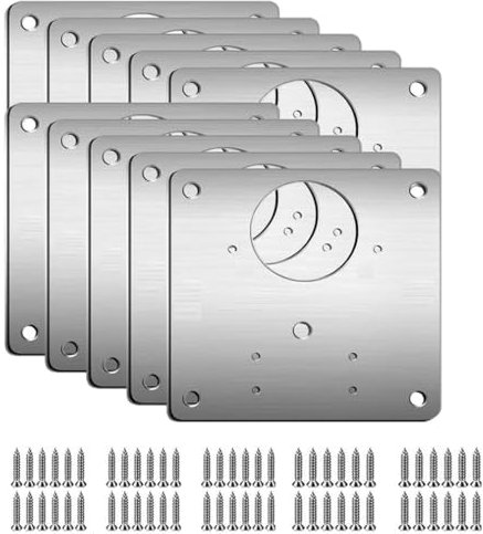 10 PCS Hinge Repair Plate, Kitchen Cupboard Cabinets Door Hinge Stainless Steel Bracket with Holes, Flat Fixing Joining Mending Plates Brackets with 60 Pcs Screws