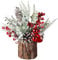 Pièce centrale de Noël, décoration de table de Noël, arbre de Noël artificiel avec baie rouge, pignons de pin ＆ verdure, centres de table de Noël bricolage pour cheminée de cheminée à la maison