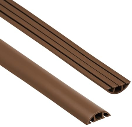 Quest Kabelkanal PVC halbrund 60 mm 3 Kanäle - Braun, 200 cm | Kabelbrücke mit 3 Kanälen versteckt dicke Kabel, Stolperschutz für Wohnung, Büro & Garage, robustes PVC, zuschneidbar