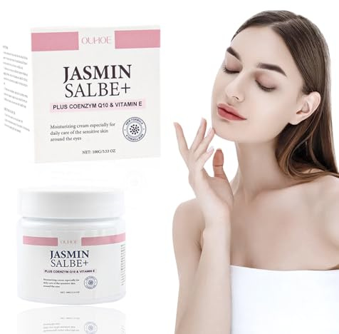 Jasminsalbe Plus, Jasmin Salbe Augen 100g, Aktiv Jasminsalbe Gegen mit Collagen und Aloe Vera,Augenermüdung und-Schwellung Sowie Schlaffen Augenlidern, Augenpflege für Frauen & Männer