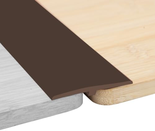 Övergångsprofil självhäftande 5 cm x 3 m – T-profil övergångslist, självhäftande dörrtrösklar, list, PVC, platt klyvskydd, övergångslist, golvlist, täcklister (brun)