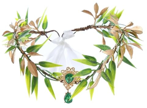 RUNRAYAY Couronne d'elfe des bois verte, couronne de fée, serre-tête floral pour femme, style Renaissance, style Renaissance, style fantaisie, cosplay, Halloween