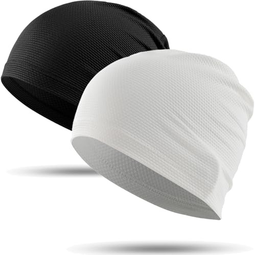 WTACTFUL 2 Stück - Laufmütze Herren und Damen Sportmütze Fahrrad Mütze Skull Cycling Cap Atmungsaktiv für Laufen Radfahren Klettern Motorradfahren Outdoor Schwarz+Weiß