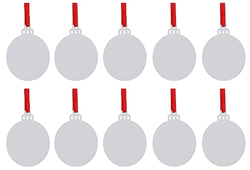 Asyduey 10Pack Sublimation Christmas Blanks, Blank Aluminum Board Ornaments White Blank Ornaments for DIY Christmas Day F