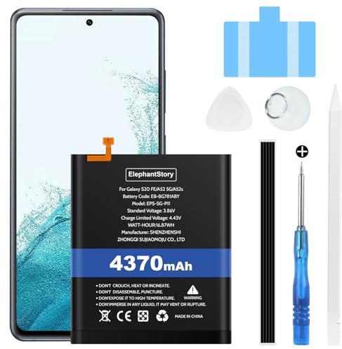 Elephantstory EB-BG781ABY Akku für Samsung Galaxy S20 FE/ A52/ A52s, 4370 mAh Lithium-Polymer Ersatzakku mit Reparatur Werkzeugsatz | Leistungsrückgewinnung, Austauschaufschub, Einfacher Selbsttausch, Hoher Kapazität Erzatzakku mit Reparaturwerkzeugen