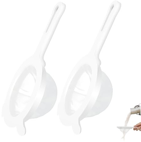 Colador fino, 2 unidades, colador fino con mango, malla 120/200, colador de pelo de cocina, filtro de jugo, filtro de café, filtro de plástico, filtro de embudo, colador de mano con borde y cómodas