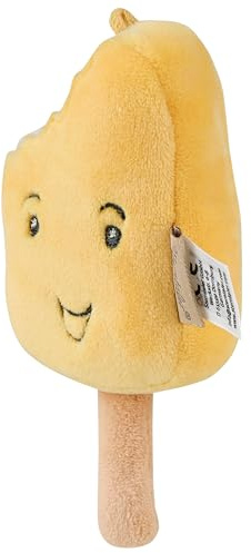 Sterntaler Kuscheltier S EIS am Stiel aus kuscheligem Flausch, gefüllt mit Polyesterwatte, mit Quietsche, 14,7 × 7 × 4,2 cm – gelb