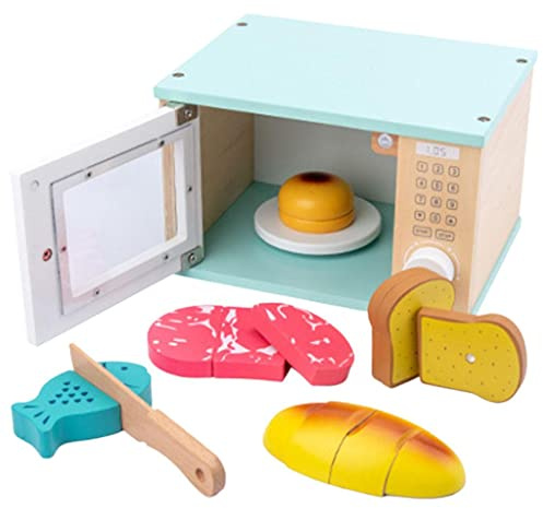 Harilla Wooden Microwave Toys Kids Mini Dollhouse Furniture Appliance Birthday Gift
