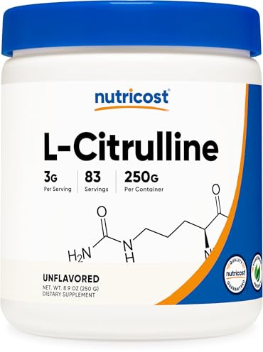Nutricost Pure L-Citrulline (Base) Powder 250 Grams | 83 Servings, Gluten-Free, GMO-Free