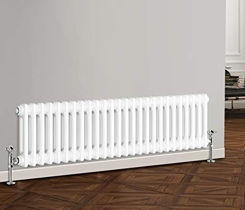 NRG 300 X 1190 mm Gloss White Horizontal Cast Iron Radiator Double Panel