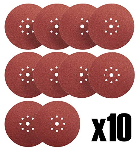 S&R Schleif-Papier 225mm P80 – Klett-Schleifscheiben für Exzenter- /Giraffe-und Langhals-Schleifer – Ideal für Gips, Spachtelmasse, Lack, Metall, Holz, Kunststoff, Stein – 9-Loch, 10 St.