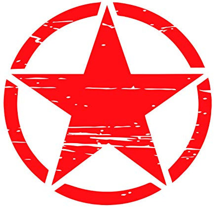 Auto Aufkleber ARMY Militär Stern Sticker Wandtattoo Wandaufkleber USA Star Armee Amerika (60cm x 60cm, Rot)