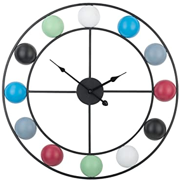 Beliani Modern Iron Multicoloured Round Wall Clock Open Face Black Spade Hands Reiden