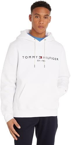 Tommy Hilfiger Sweat à Capuche Homme Tommy Logo avec Capuche, Blanc (White), S