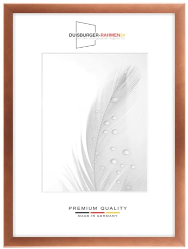 DR24 21x30 Bilderrahmen (Kupfer) nach Maß, 35 mm breiter MDF Holzrahmen inkl. entspiegelter Anti-Reflex Kunstglasscheibe, stabiler Rückwand, Biegestiften und Aufhängern