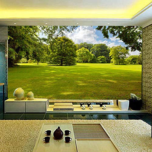 3d bois fleur pelouse lumière du soleil jardin nature paysage chambre salon tv fond mur tissu sans couture murale papier peint Papier Peint 3D Salle de séjour Chambre à coucher-200cm×140cm