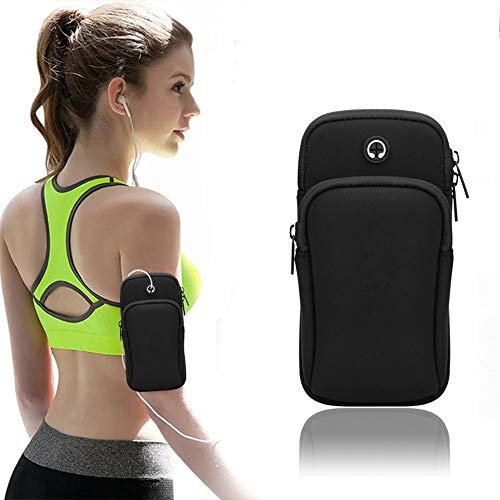 Fomoyi Running Armband,Arm Bag Phone Holder for Running,Multi Cell Phone Armband Pouch for Gym Workout Jogging Exercise,Suitable with iPhone 11 Pro Max XS XR X 8 7 6 6s Plus (Black)